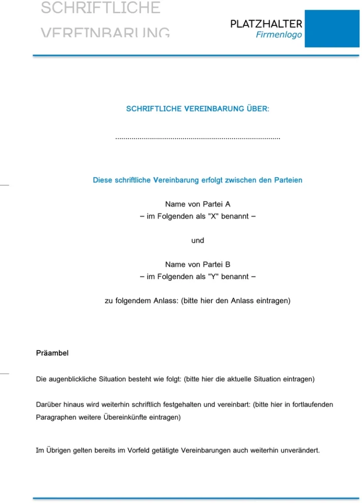 schriftliche-vereinbarung-vorlage-erstellen