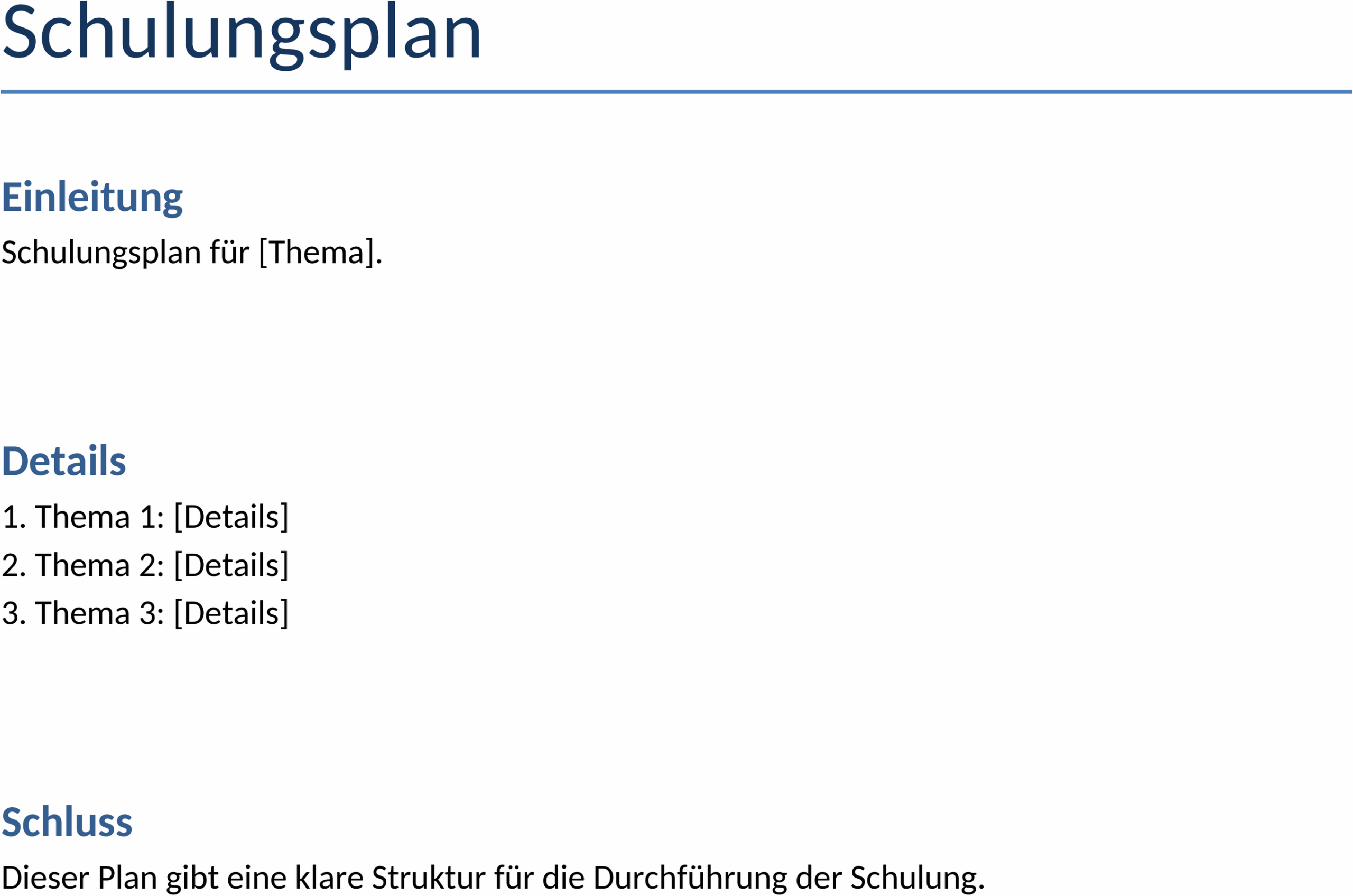 Schulungsplan Word-Vorlage