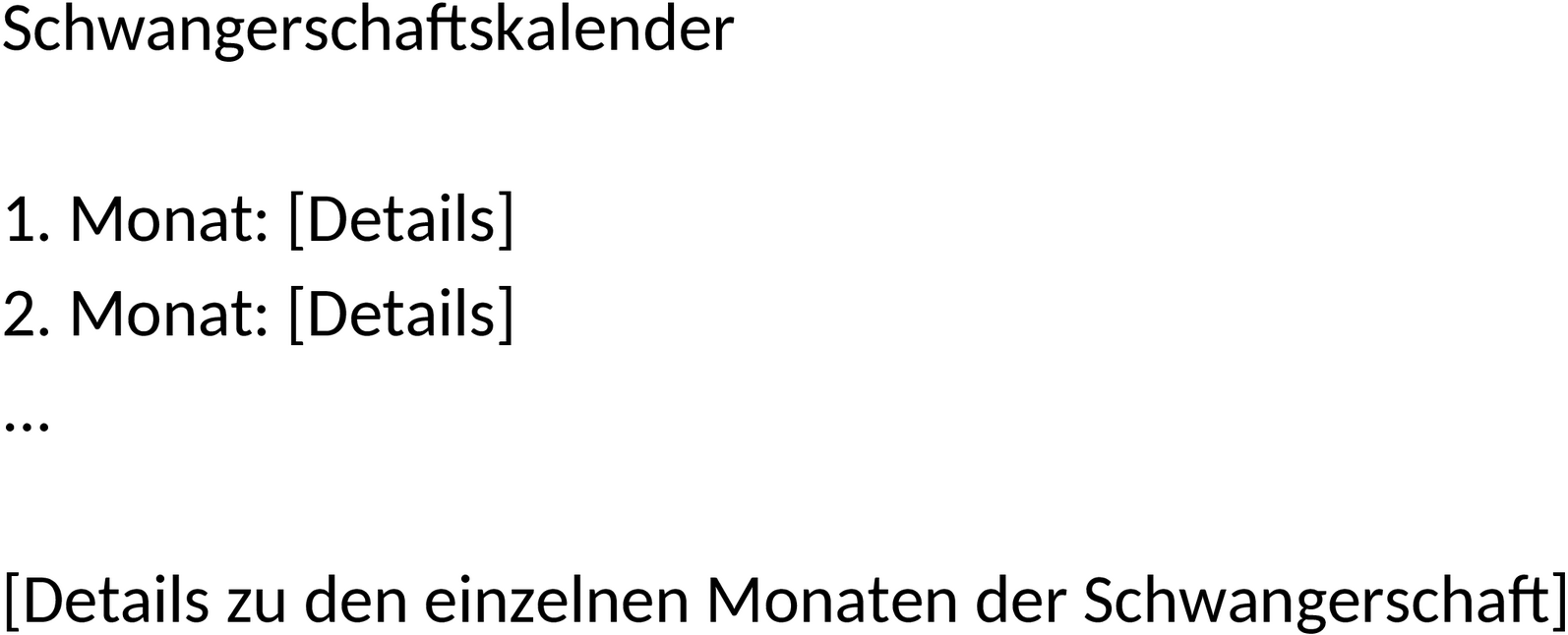 Schwangerschaftskalender als Word-Dokument