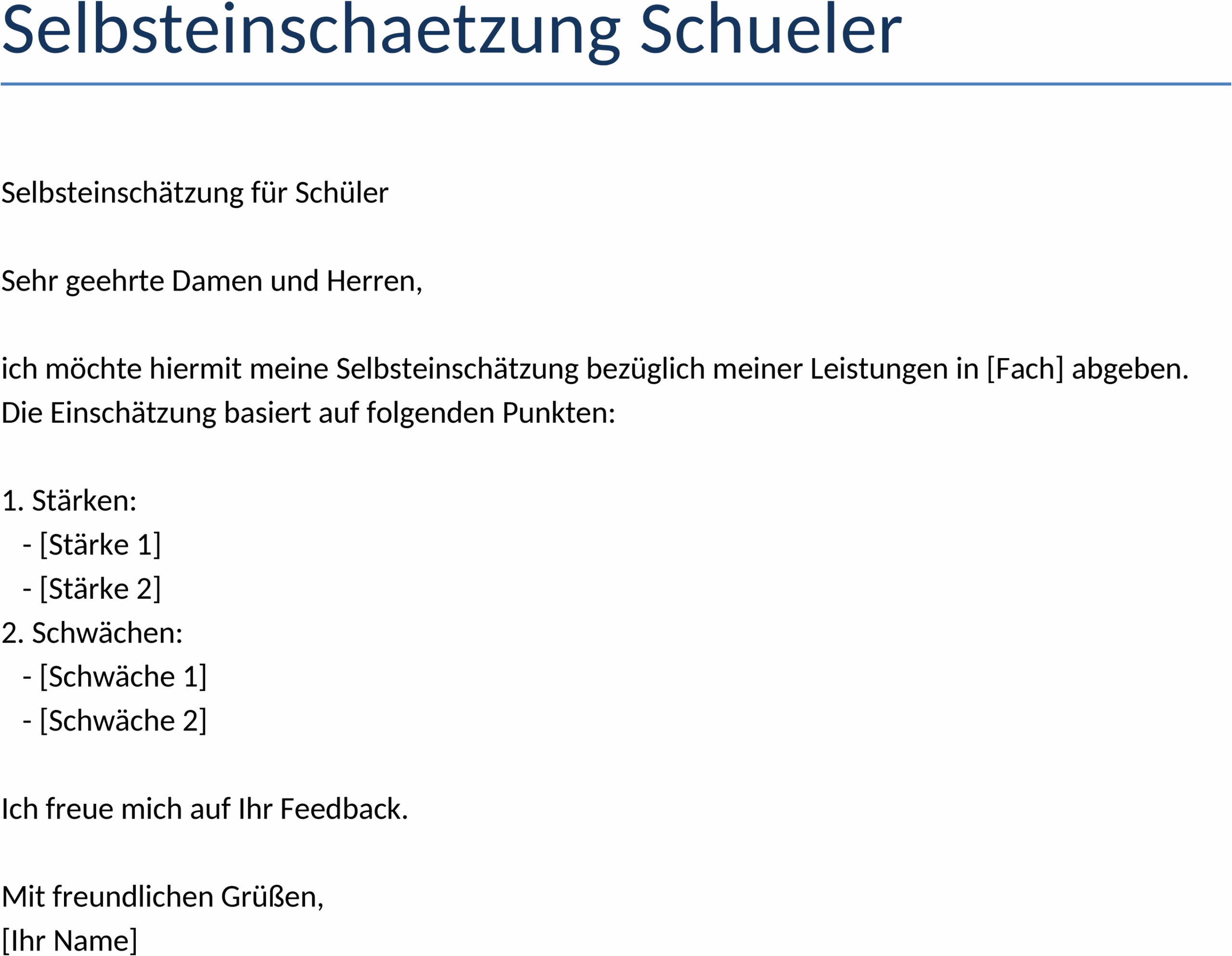 Selbsteinschaetzung Schueler Word-Vorlage