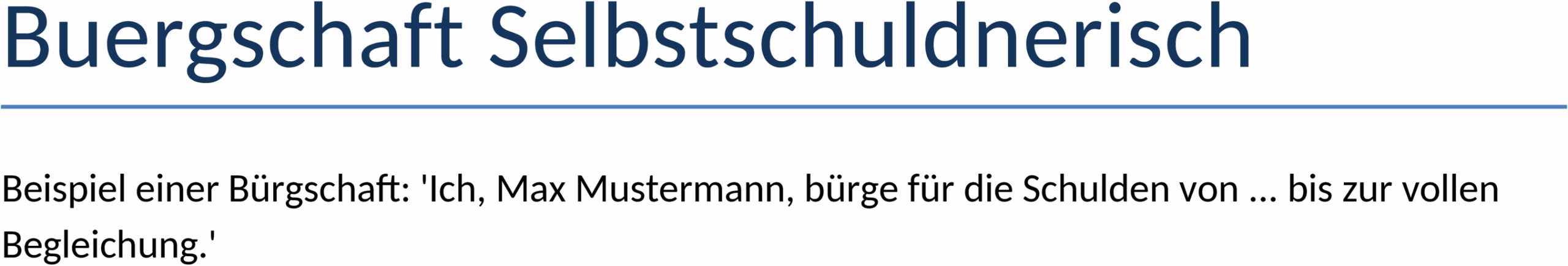 Selbstschuldnerische Bürgschaft Word-Dokument