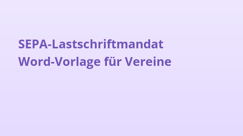SEPA-Lastschriftmandat Word-Vorlage für Vereine