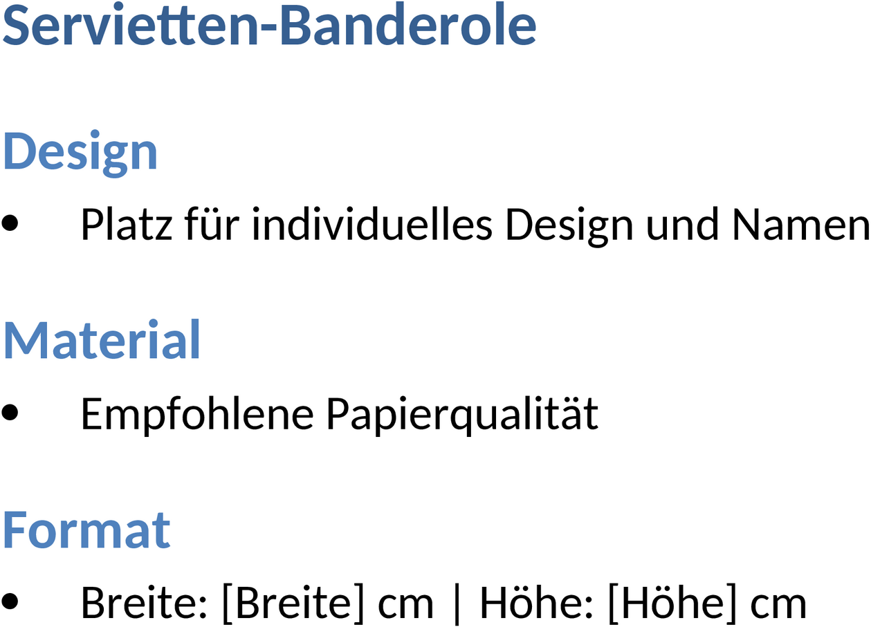 Word-Vorlage für Servietten-Banderolen