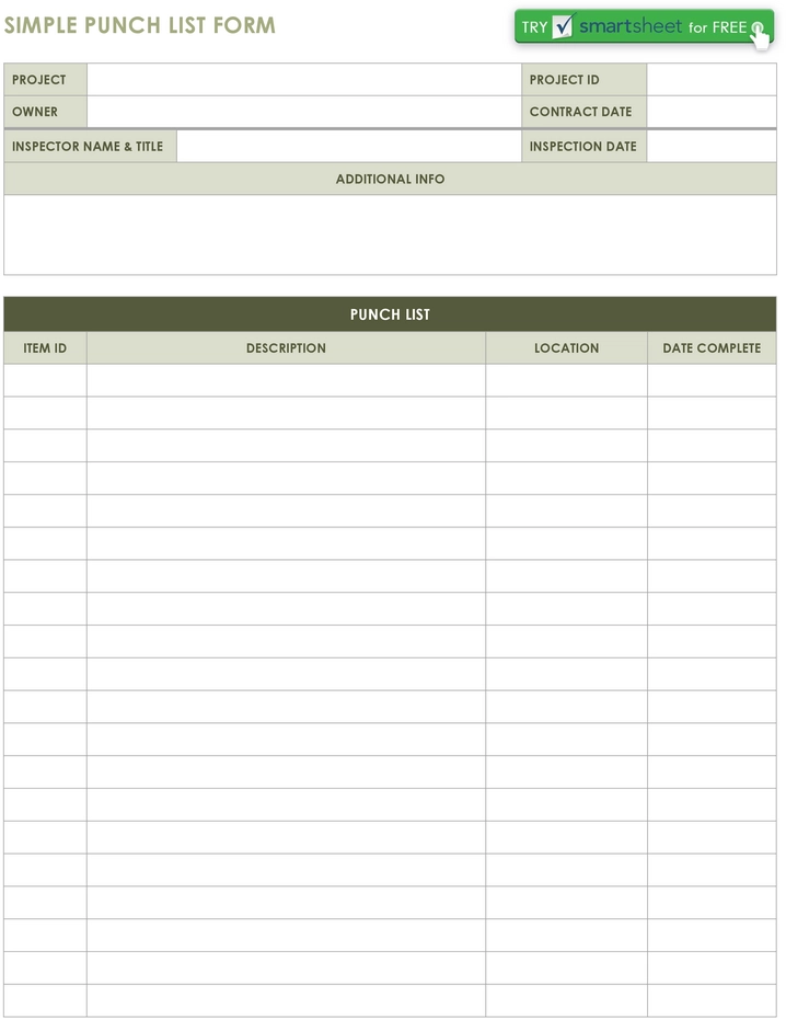 simple-punch-list-vorlage