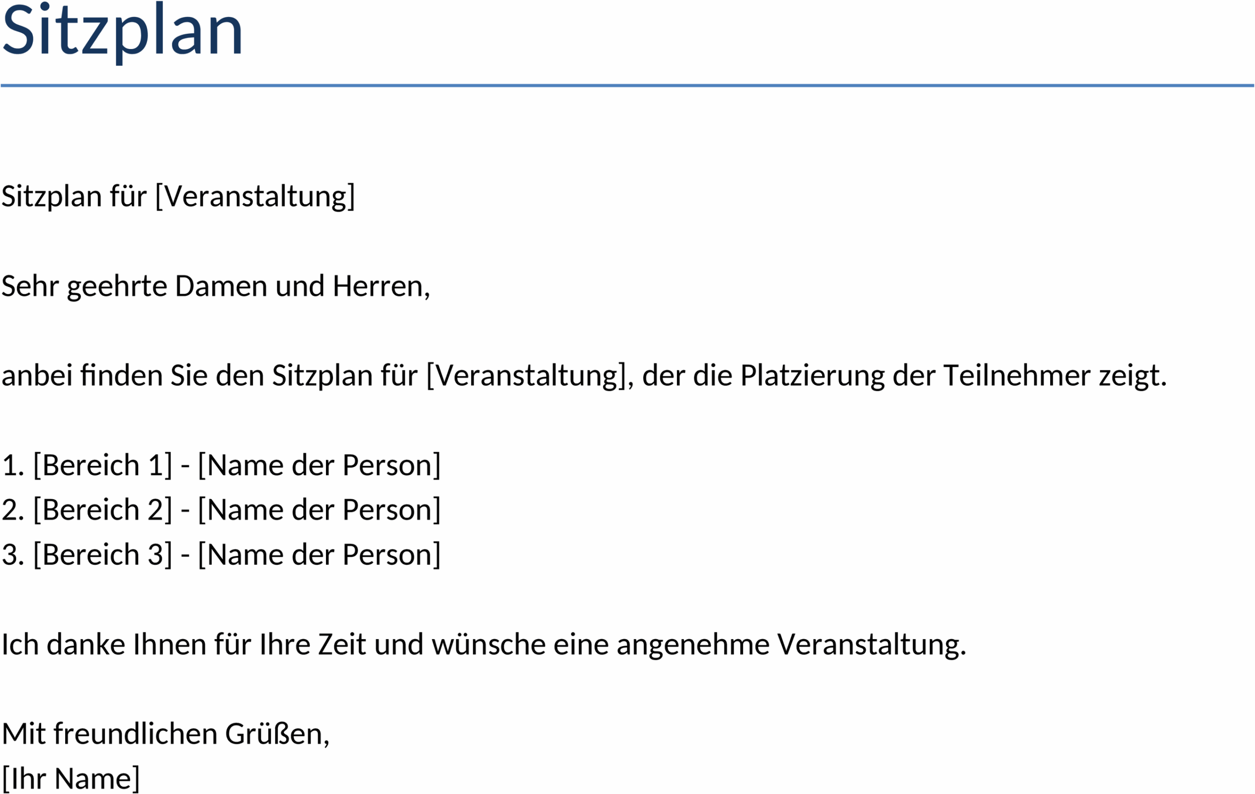 Sitzplan Word-Vorlage zur Veranstaltungsplanung
