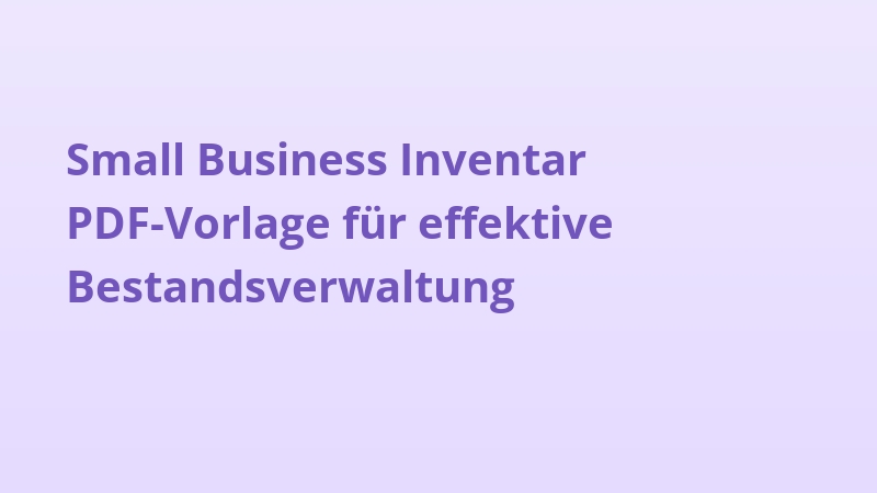 Small Business Inventar PDF-Vorlage für effektive Bestandsverwaltung