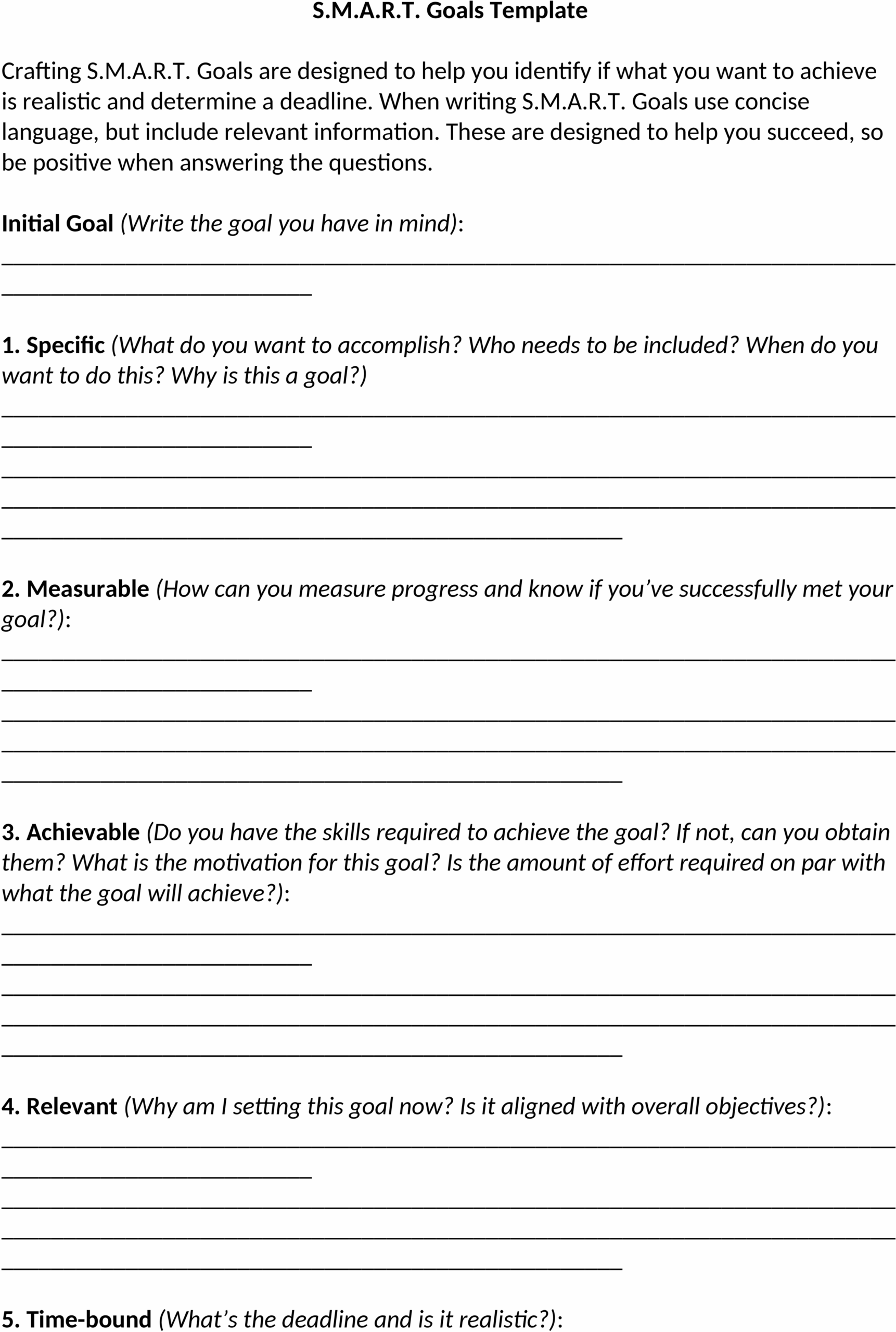 SMART-Ziele-Word-Vorlage für Effektives Zielmanagement