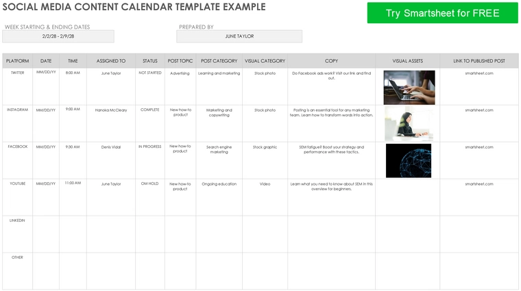 social-media-content-calendar-vorlage