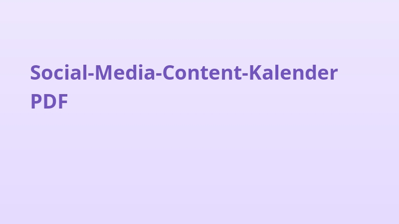 Social-Media-Content-Kalender PDF