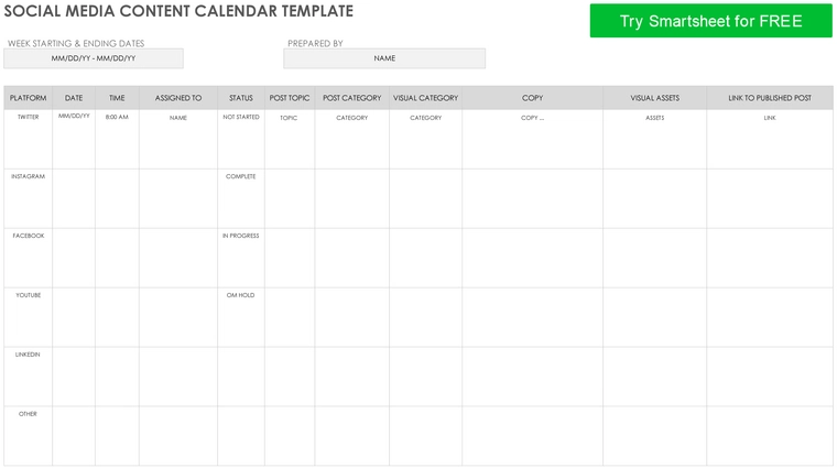 social-media-content-kalender-vorlage