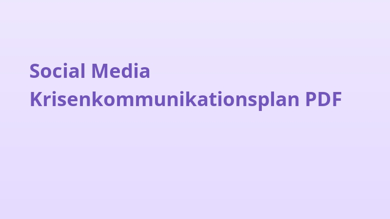 Social Media Krisenkommunikationsplan PDF