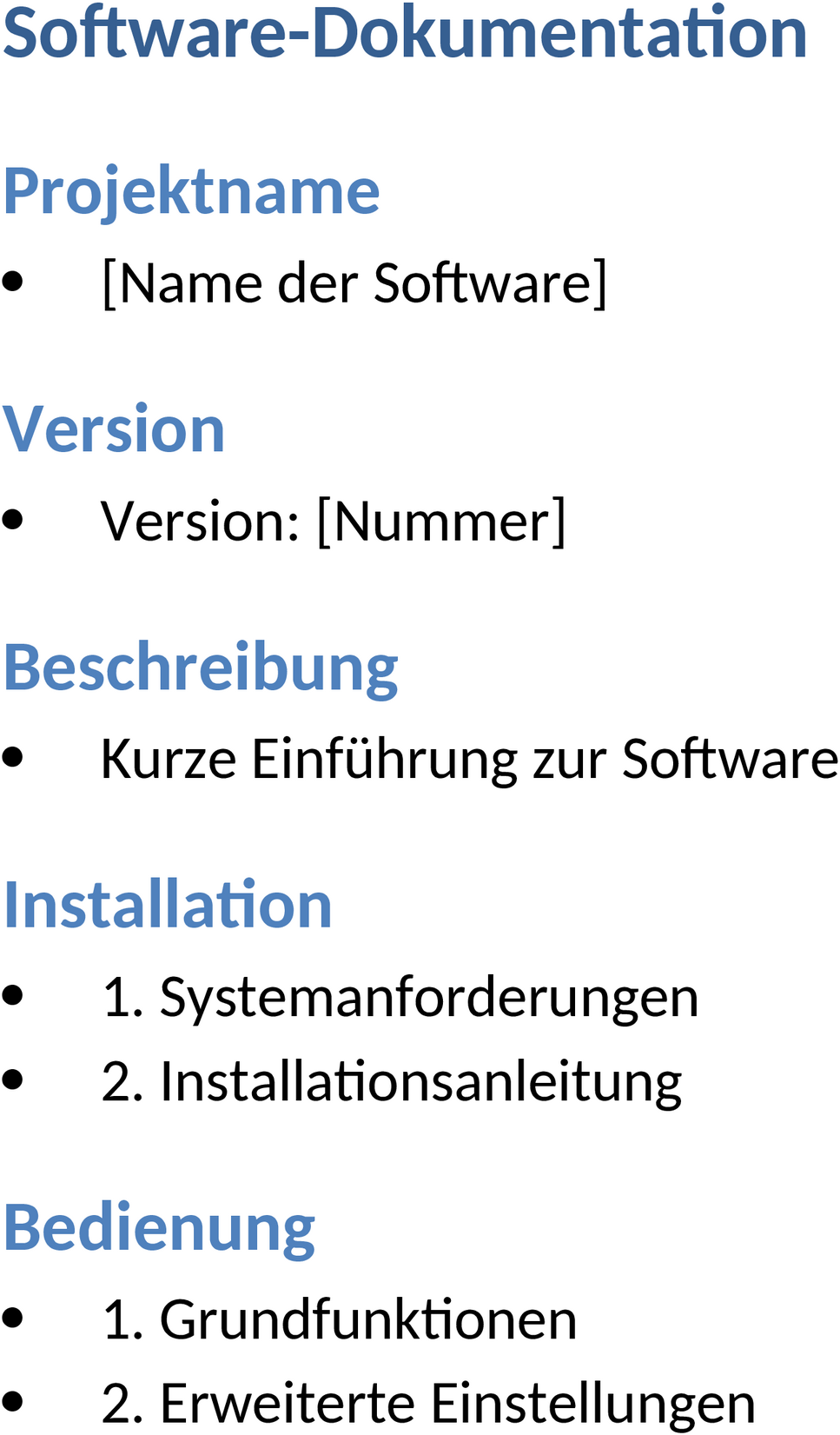 Software-Dokumentation Word-Vorlage