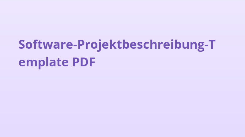 Software-Projektbeschreibung-Template PDF