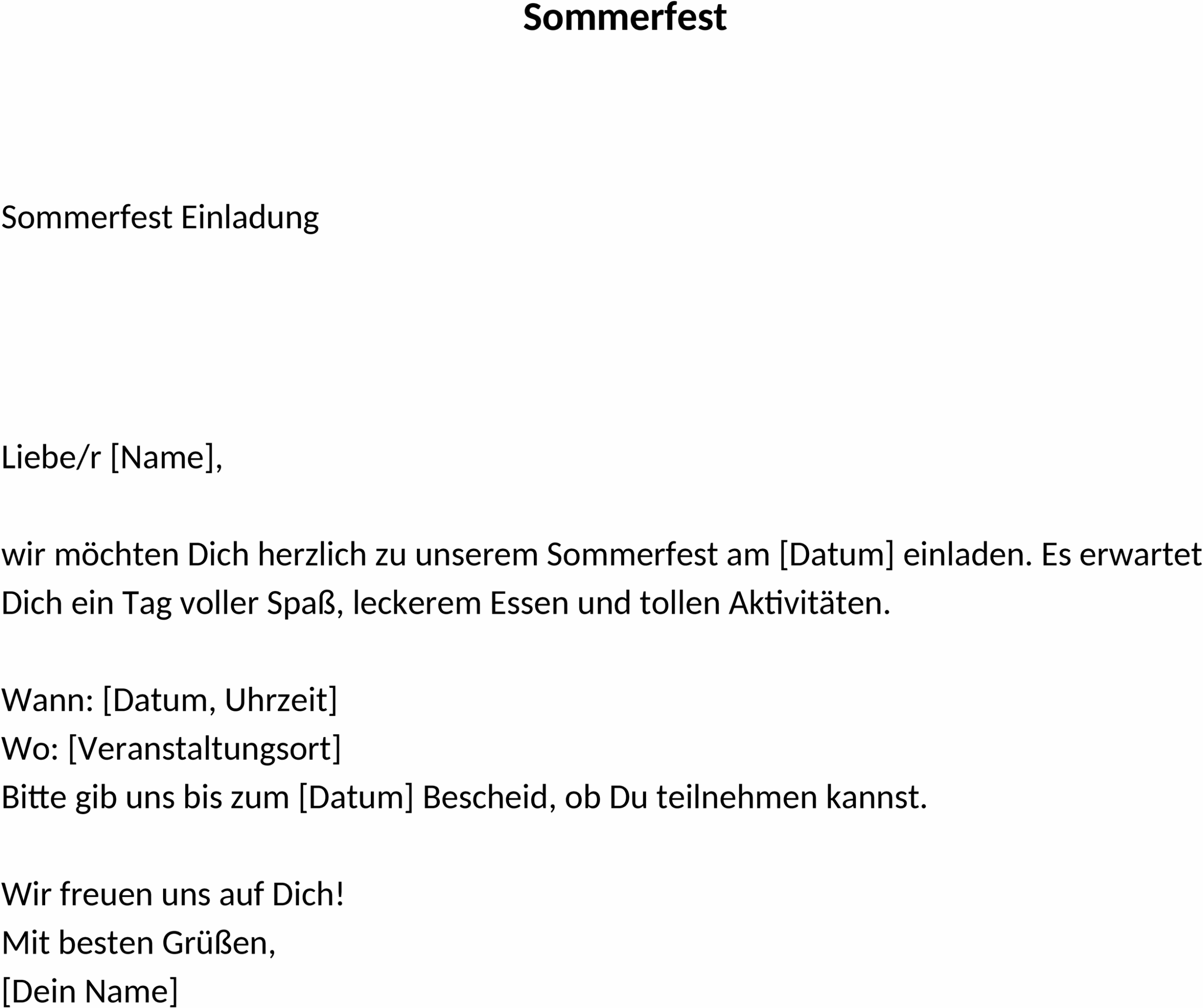 Sommerfest Word-Vorlage