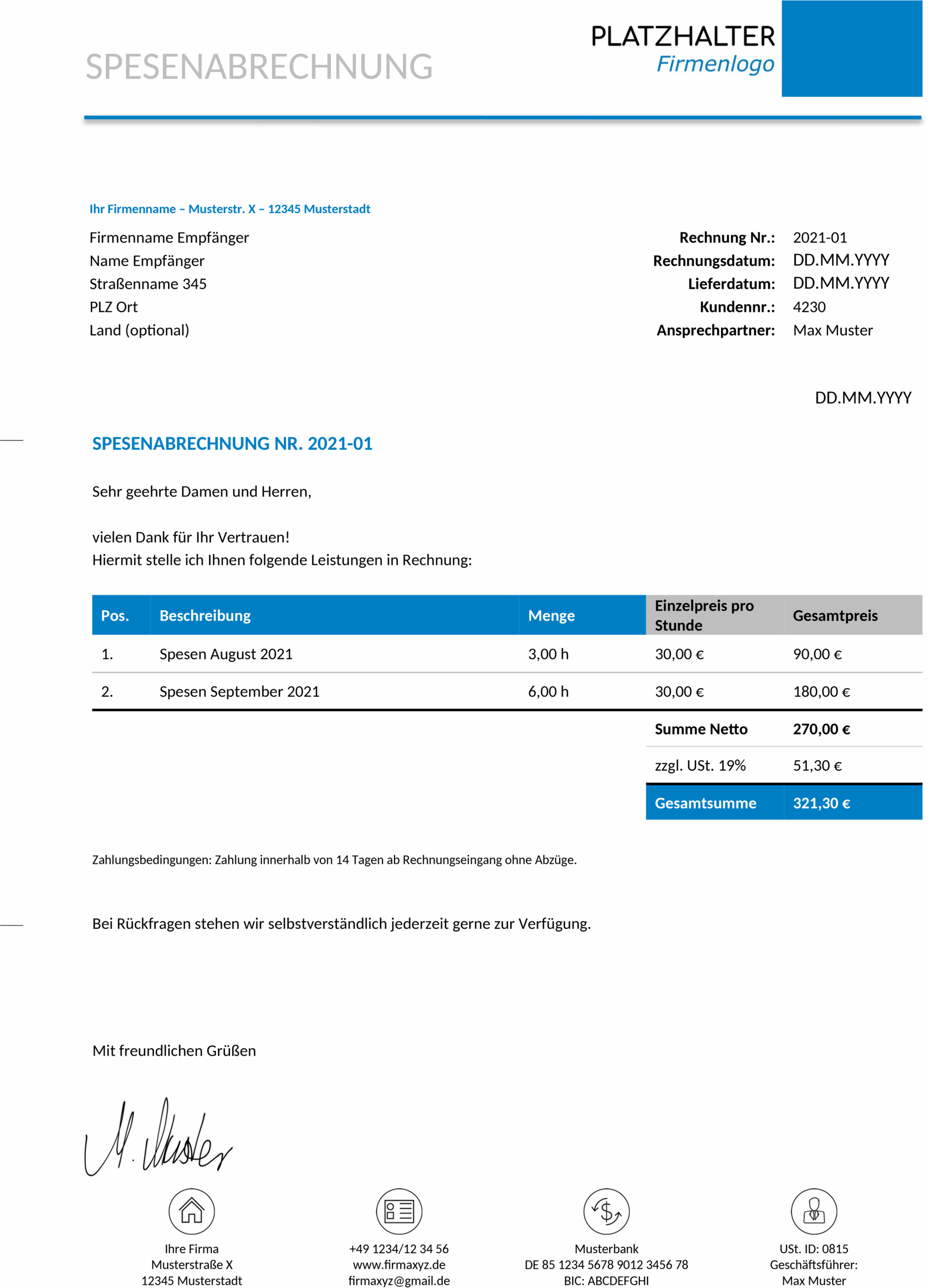 Spesenabrechnung Word-Template: Effiziente Verwaltung deiner Ausgaben