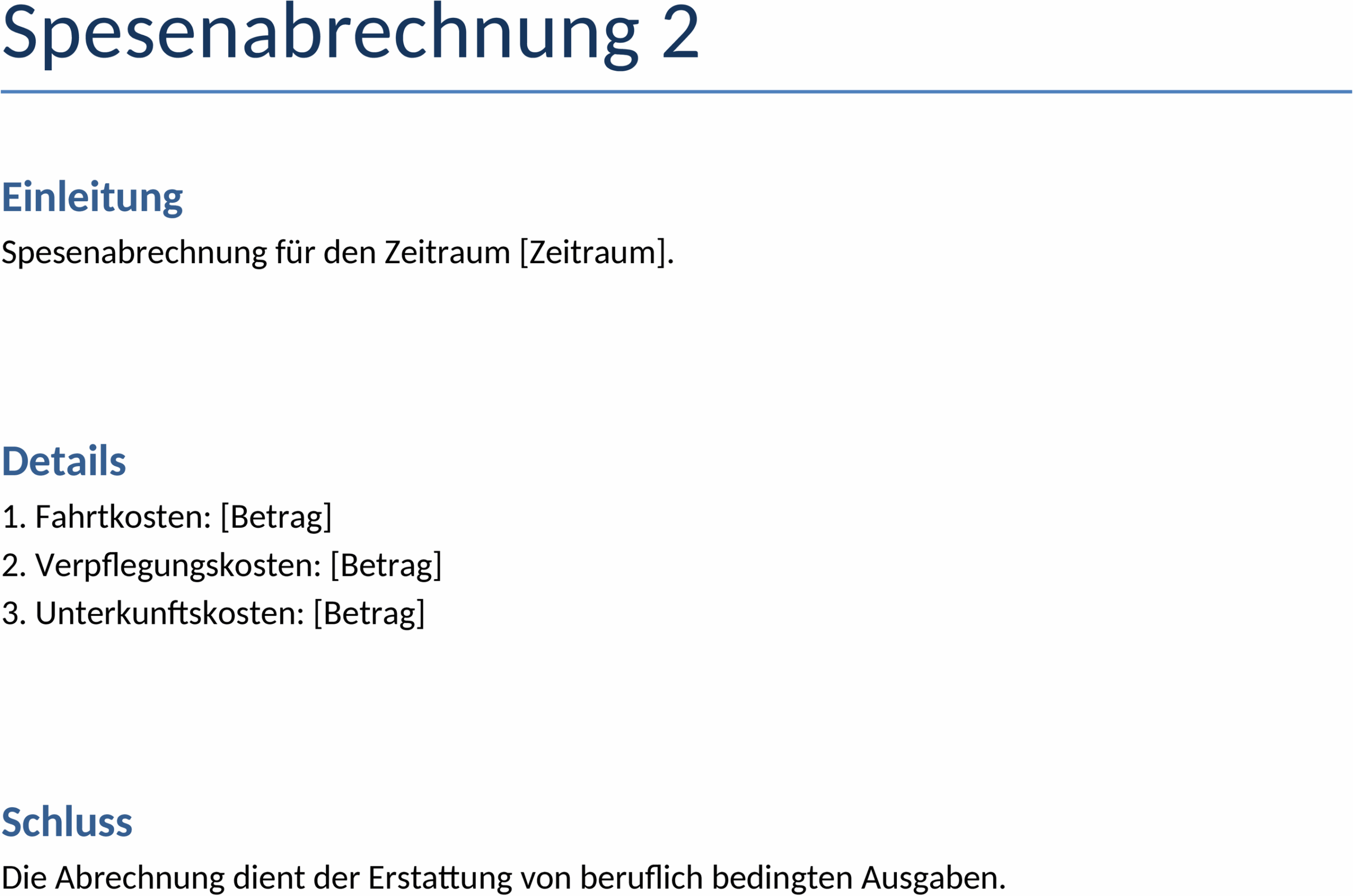 Spesenabrechnung: Word Vorlage