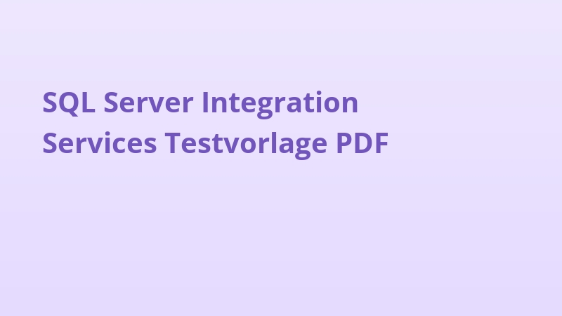 SQL Server Integration Services Testvorlage PDF