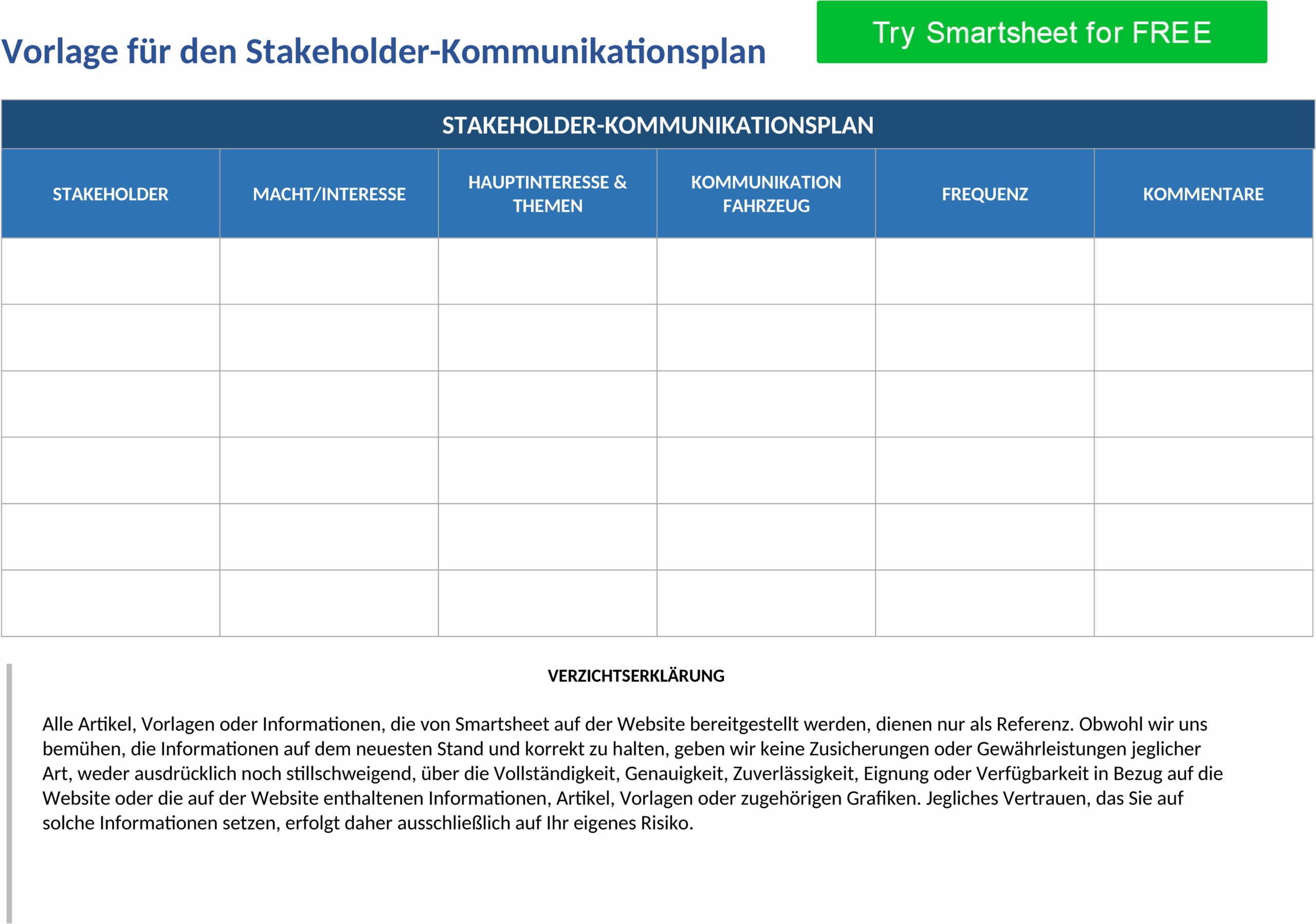 Stakeholder-Kommunikationsplan Word-Dokument