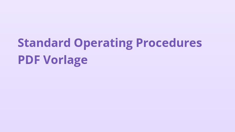 Standard Operating Procedures PDF Vorlage