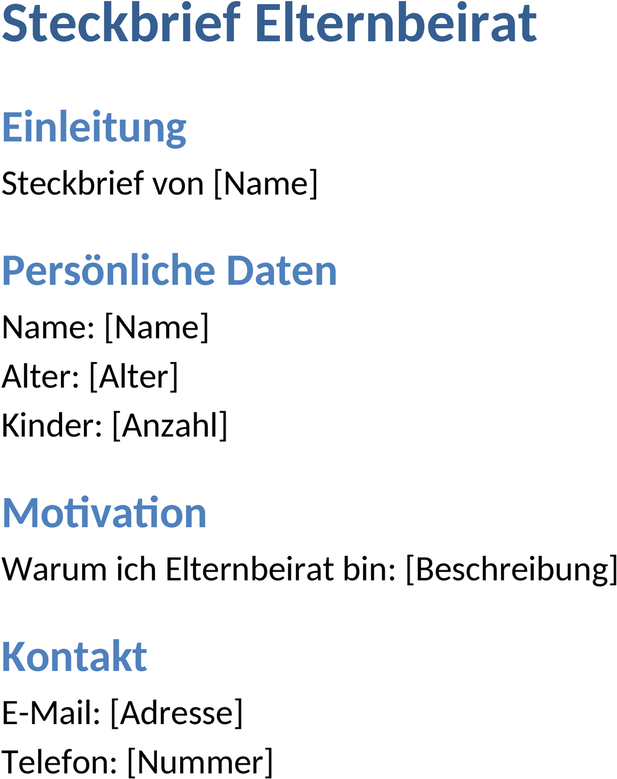 Word-Dokument: Steckbrief Elternbeirat