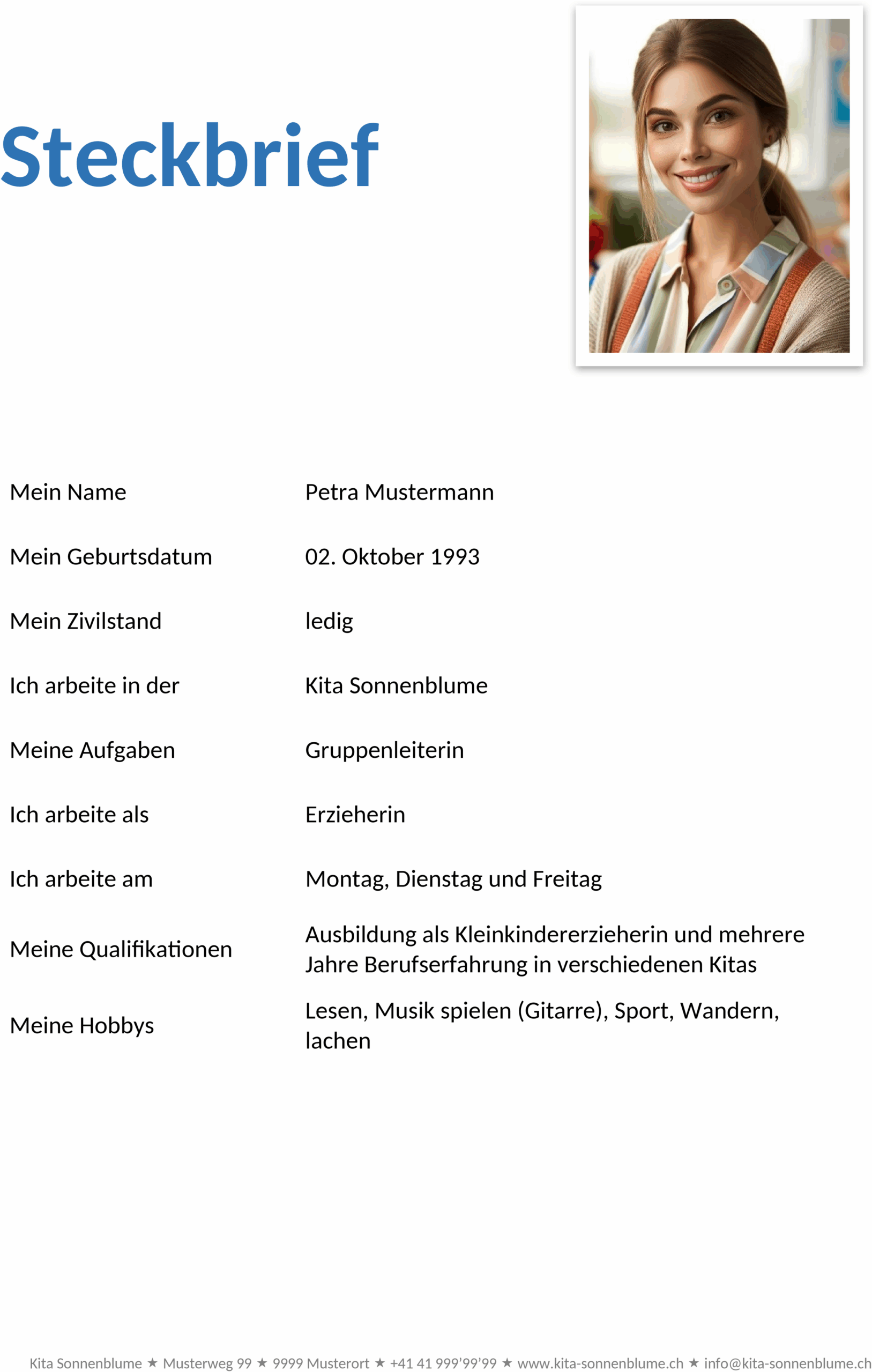 Steckbrief-Vorlage für die Kita: Kinder im Fokus