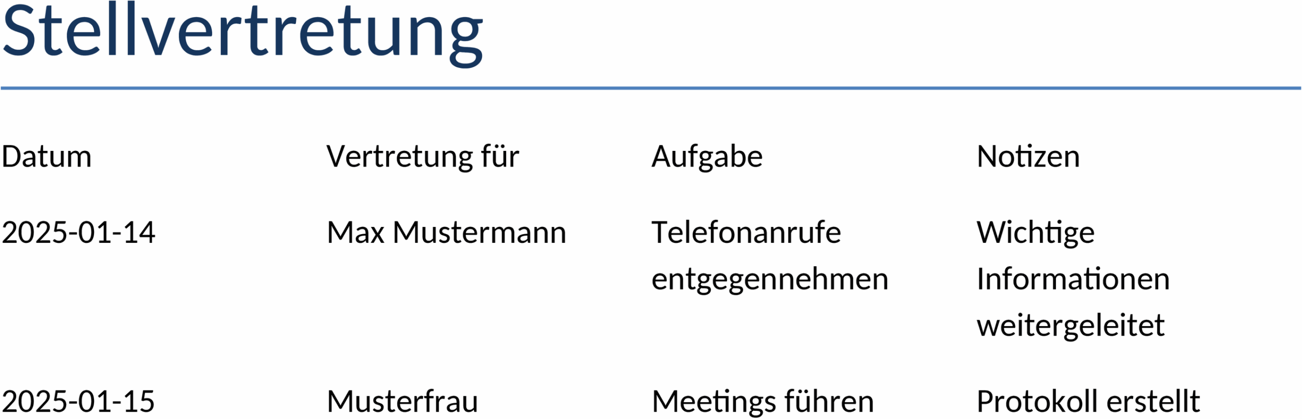 Stellvertretung Word-Vorlage