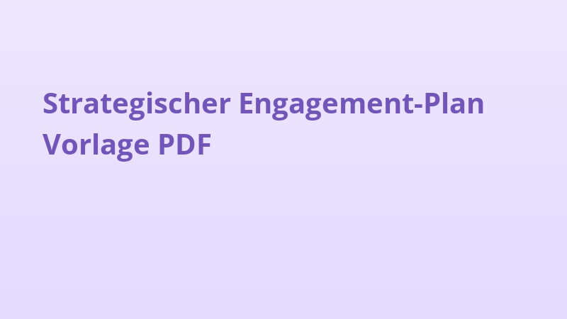 Strategischer Engagement-Plan Vorlage PDF