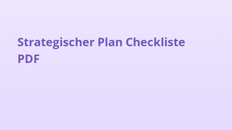 Strategischer Plan Checkliste PDF