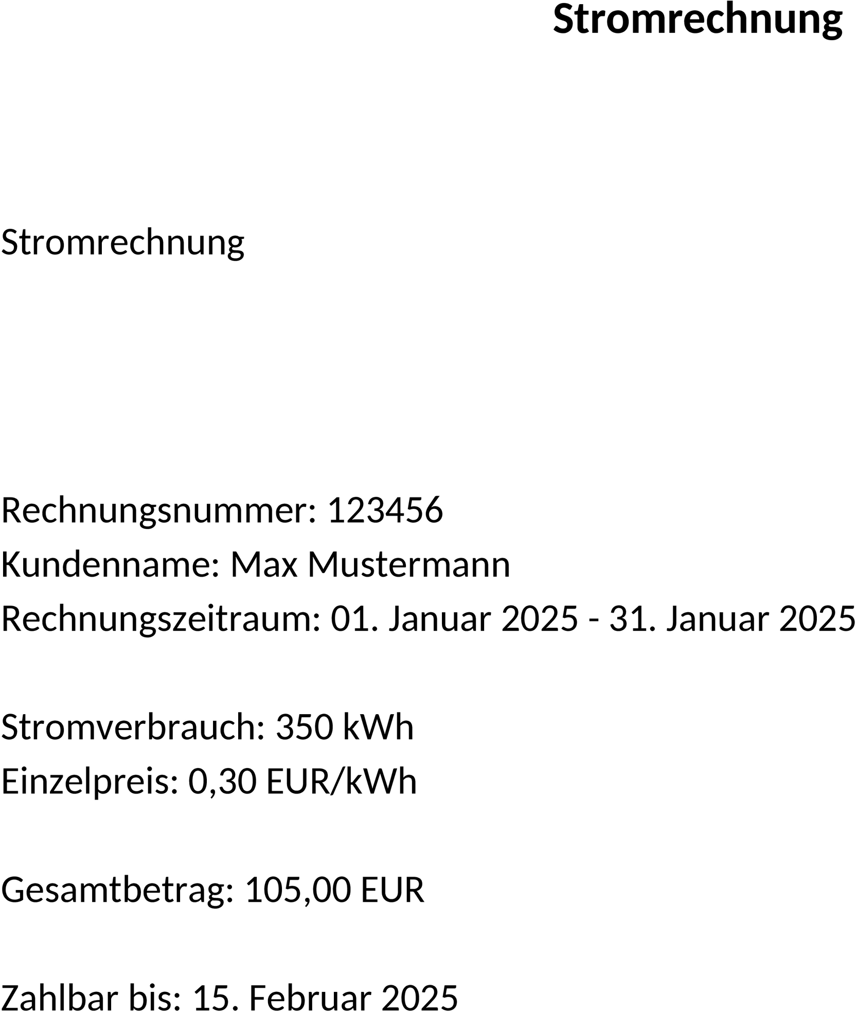 Stromrechnung Word-Vorlage zur einfachen Verwaltung