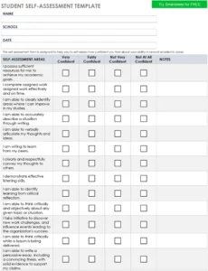 student-self-assessment-vorlage
