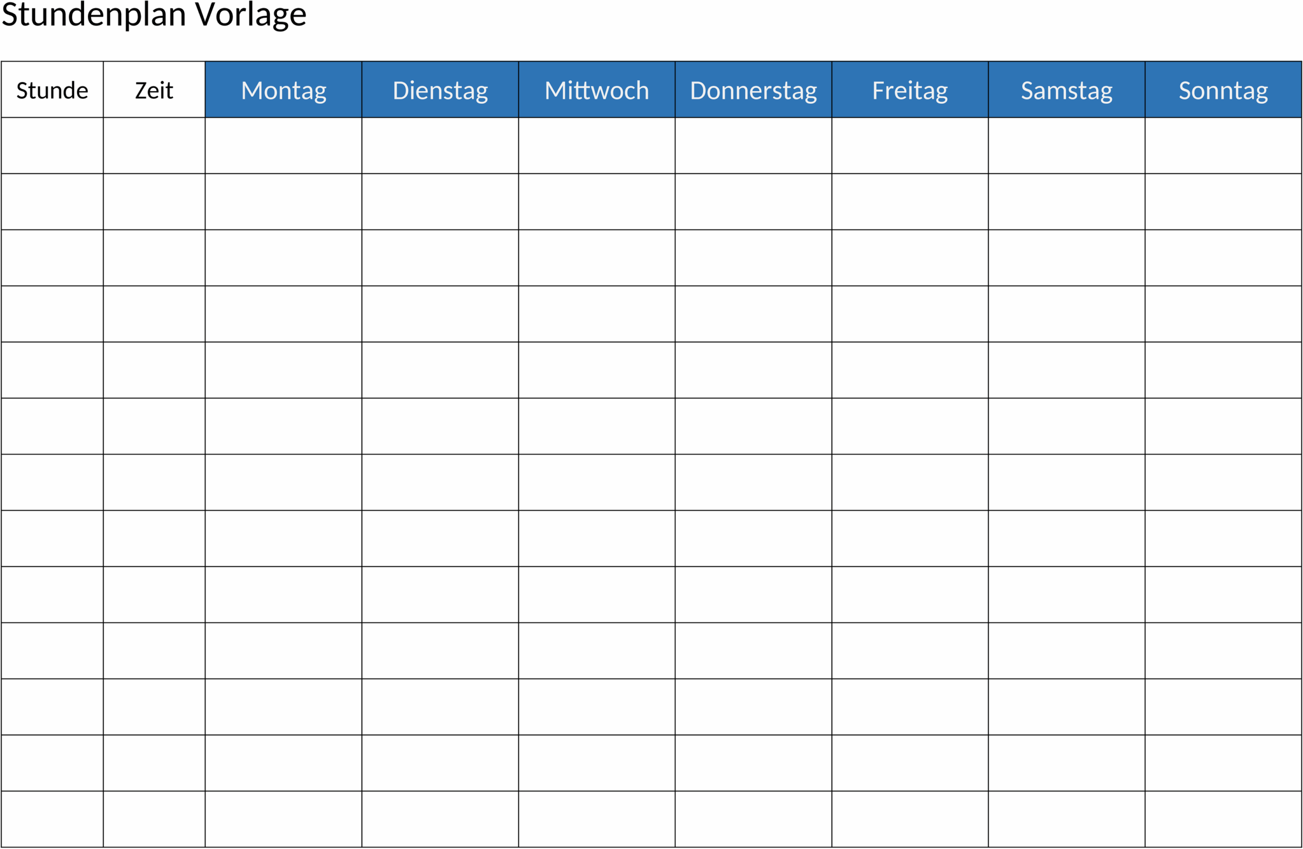 Stundenplan-Vorlage für Mo-So DOCX
