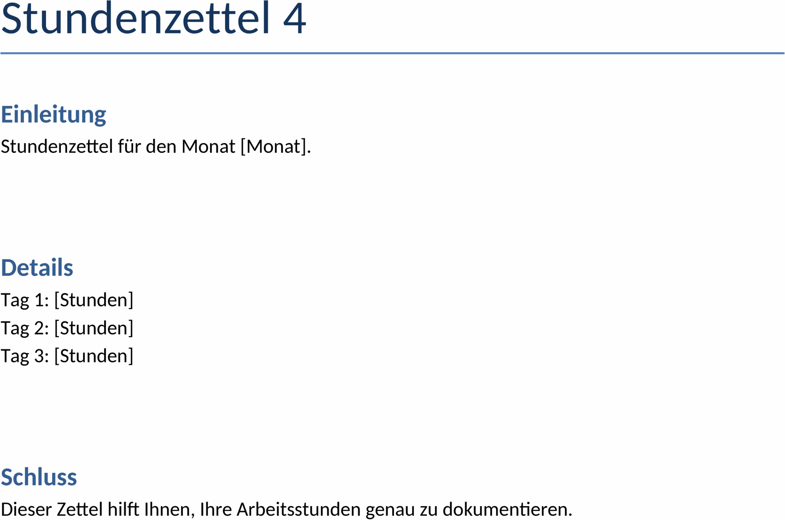 Stundenzettel Word-Dokument