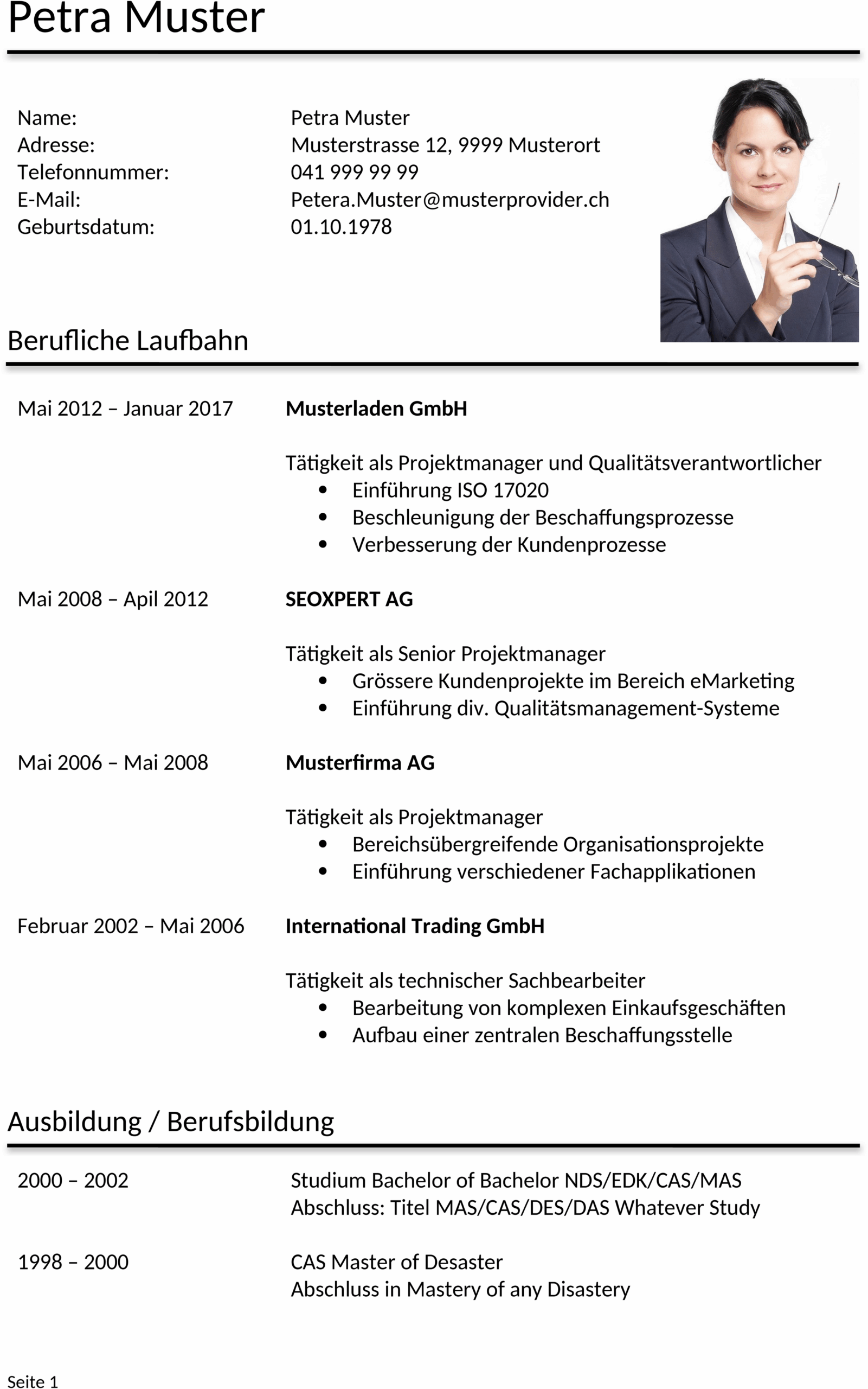Tabellarischer Lebenslauf Vorlage als Word-Datei