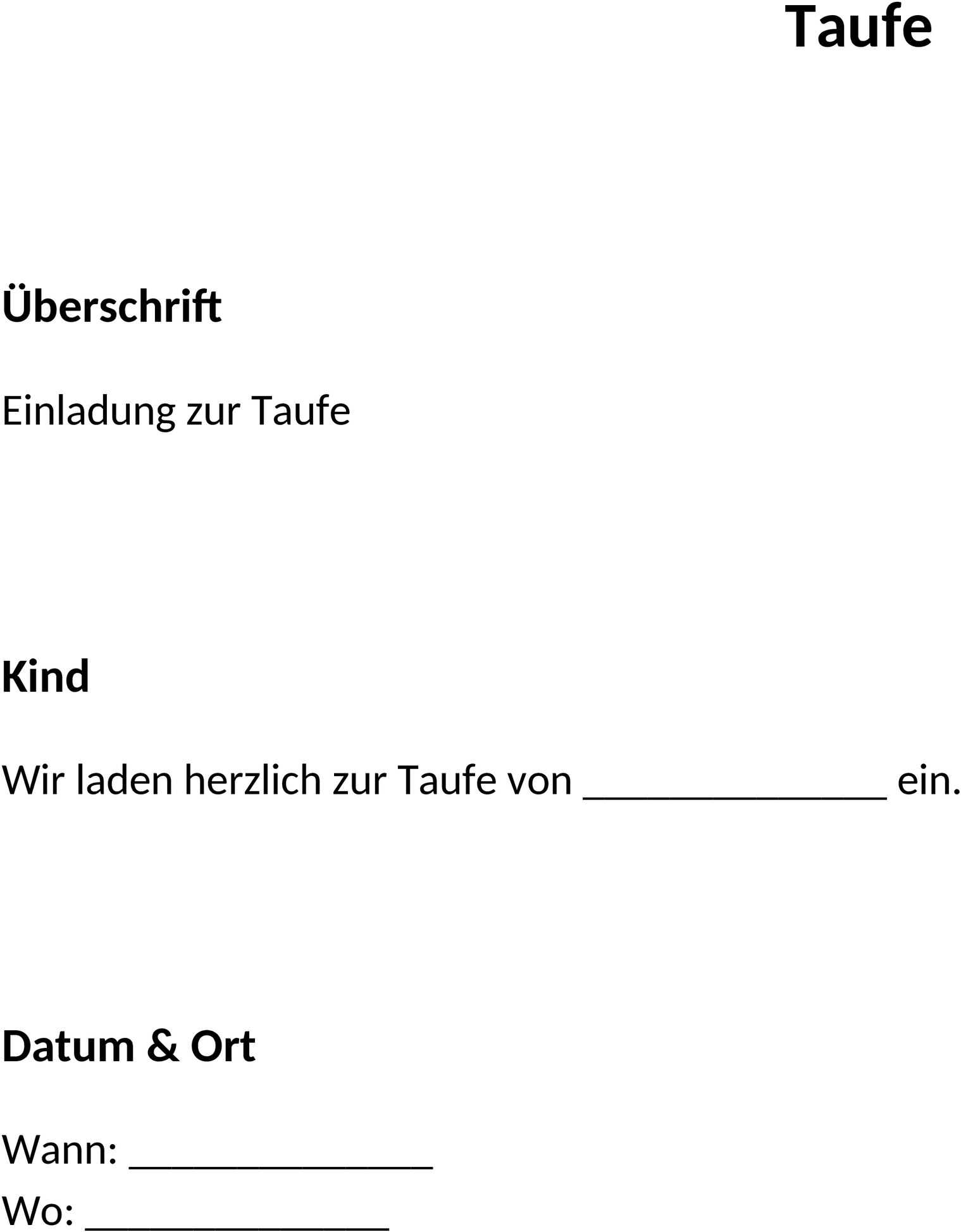 Taufeinladung Word-Vorlage