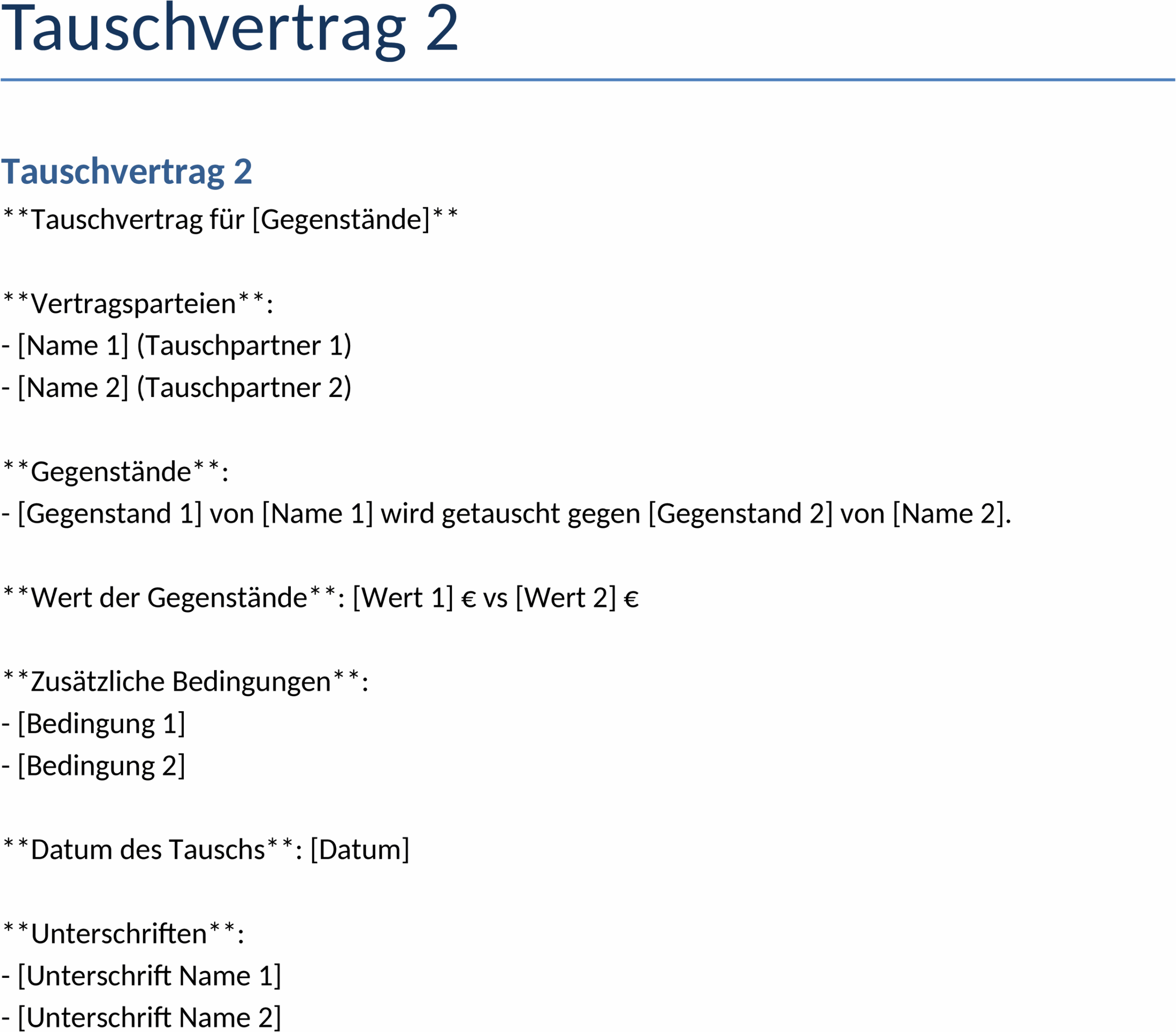 Tauschvertrag im Word-Format