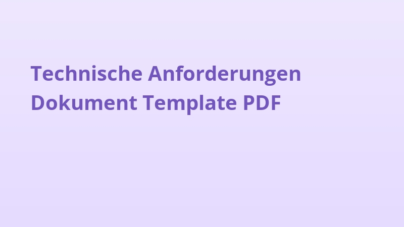 Technische Anforderungen Dokument Template PDF