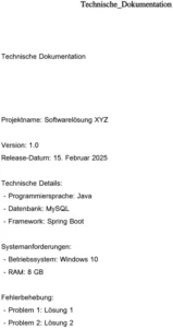 technische-dokumentation-softwareloesung-xyz