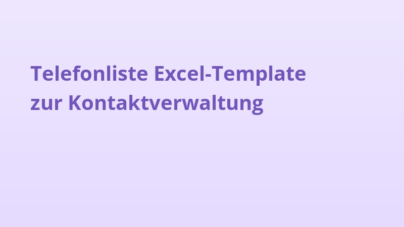 Telefonliste Excel-Template zur Kontaktverwaltung