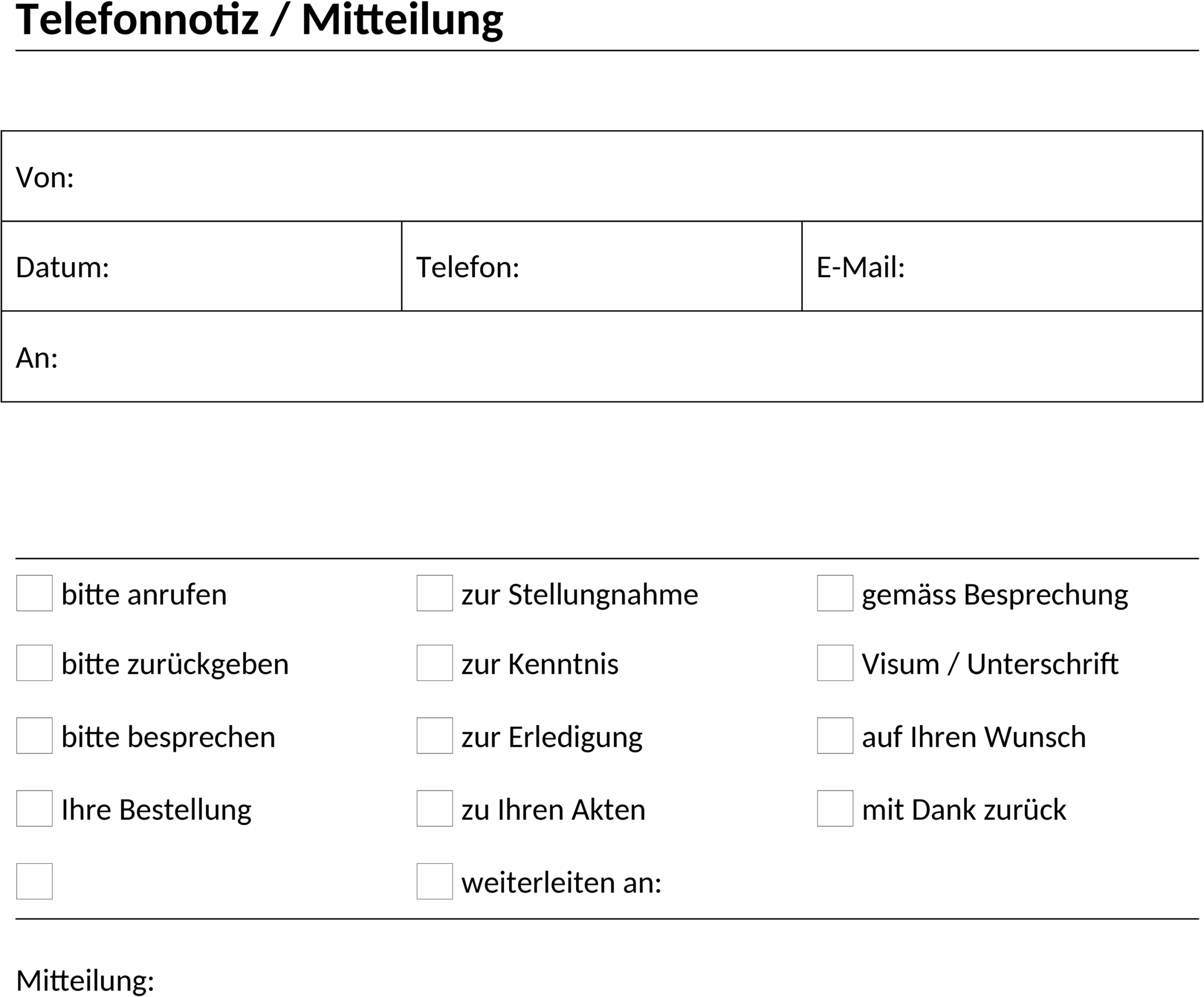 Telefonnotiz-Vorlage als Word-Dokument