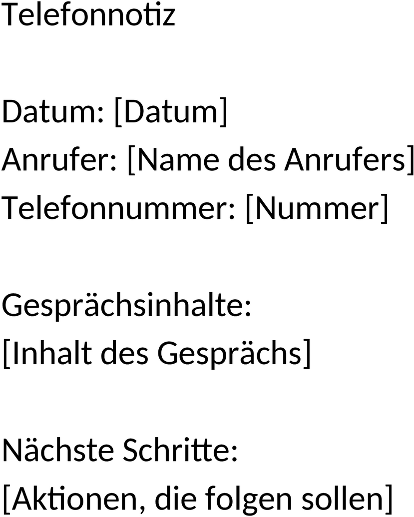 Telefonnotiz Word-Dokument