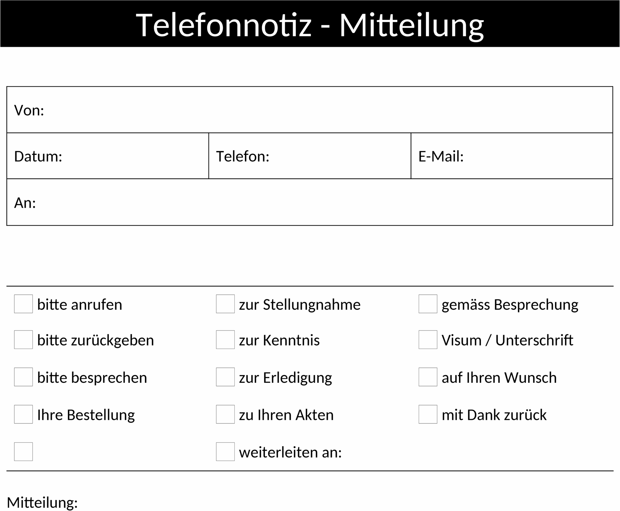 Telefonnotiz Vorlage im Word-Format