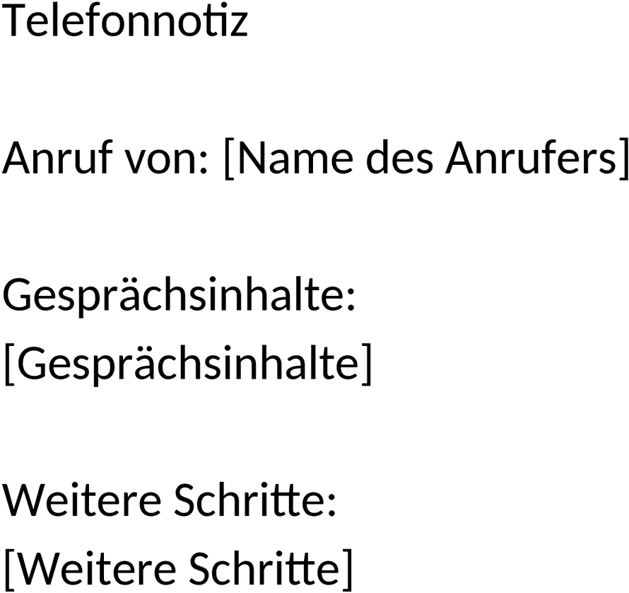 Telefonnotiz Word-Vorlage