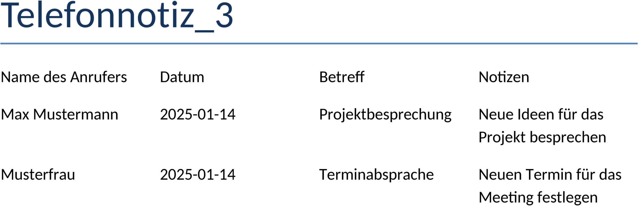 Telefonnotizen-Word-Vorlage