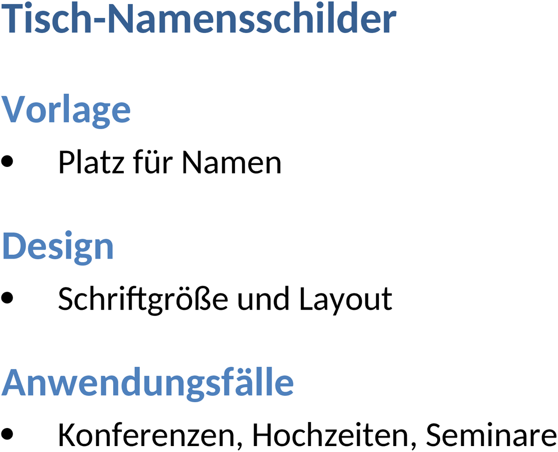 Tisch-Namensschilder Word-Template