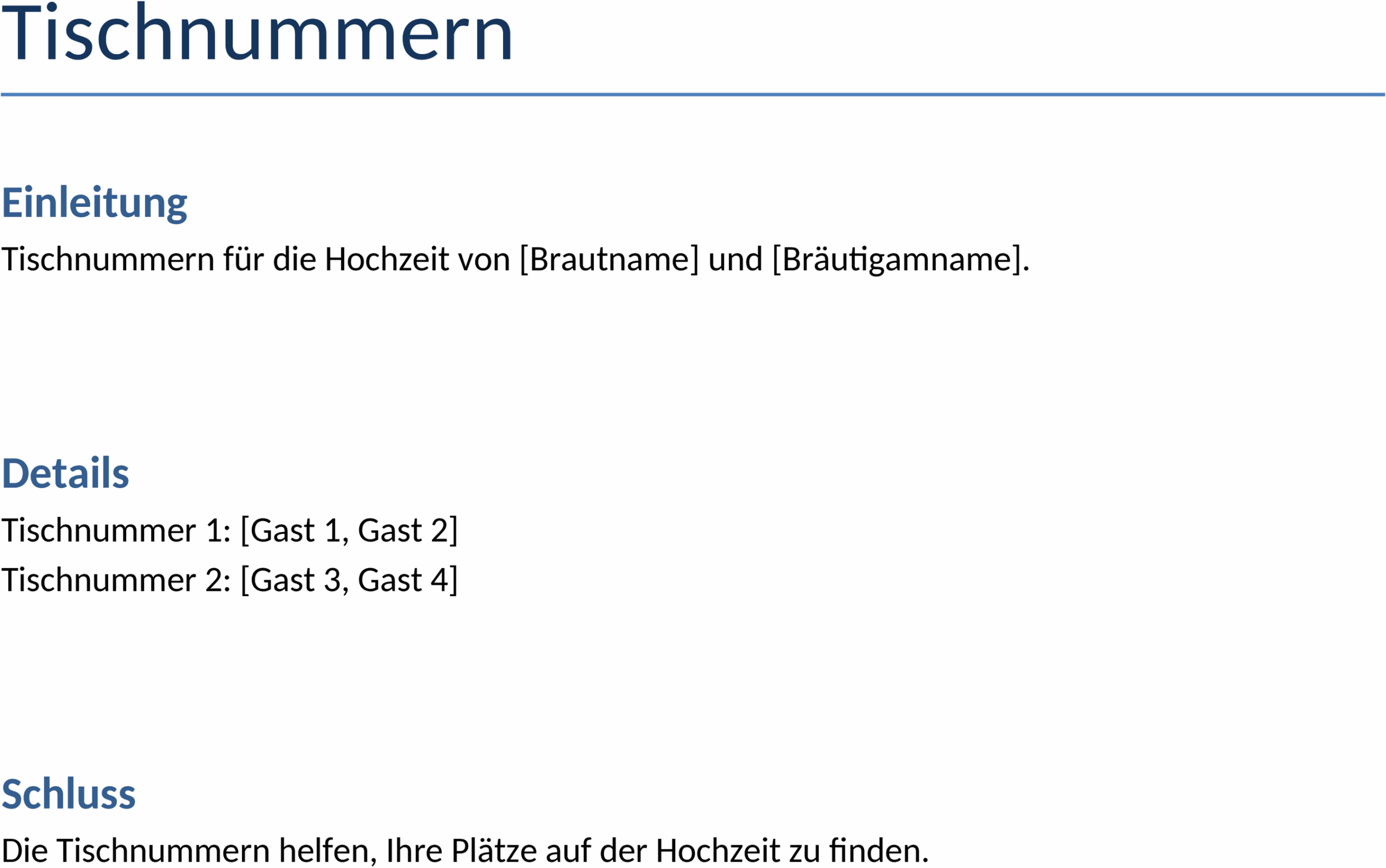 Tischnummern-Word-Vorlage