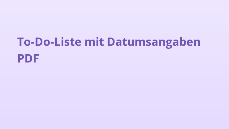 To-Do-Liste mit Datumsangaben PDF