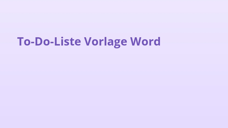 To-Do-Liste Vorlage Word