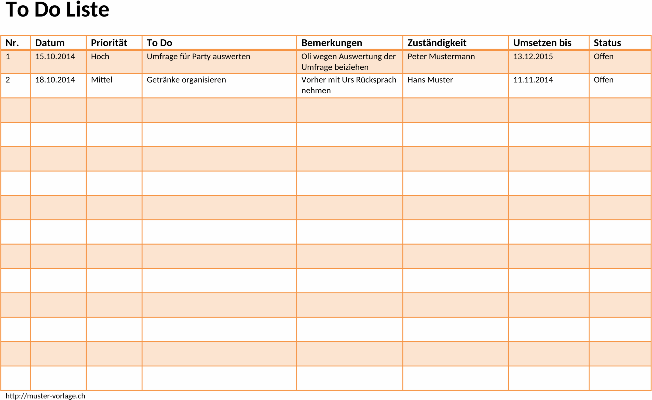 To-Do-Liste in Word