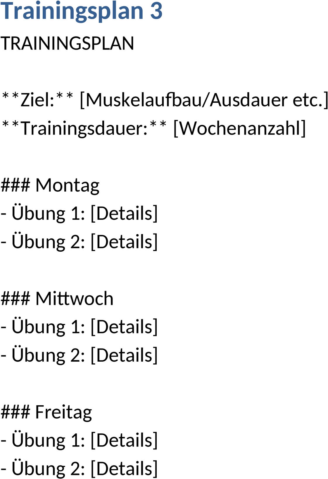Trainingsplan Word-Dokument