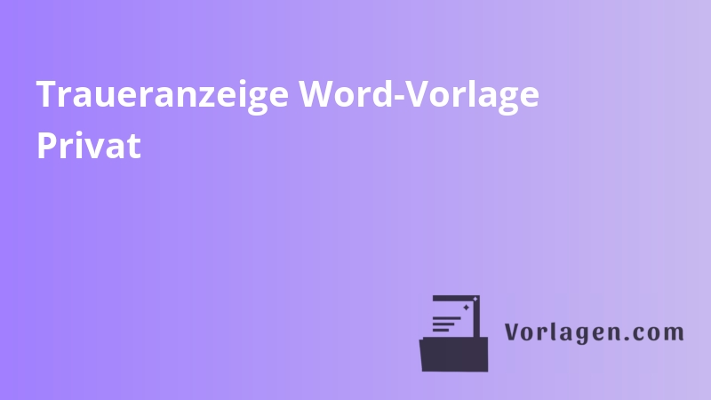Traueranzeige Word-Vorlage Privat